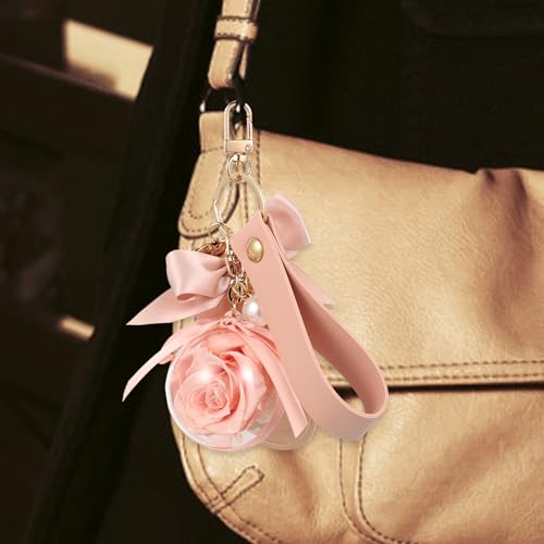 Porte-clés rose en fleurs éternelles pour sac à dos accessoire de mode - 6