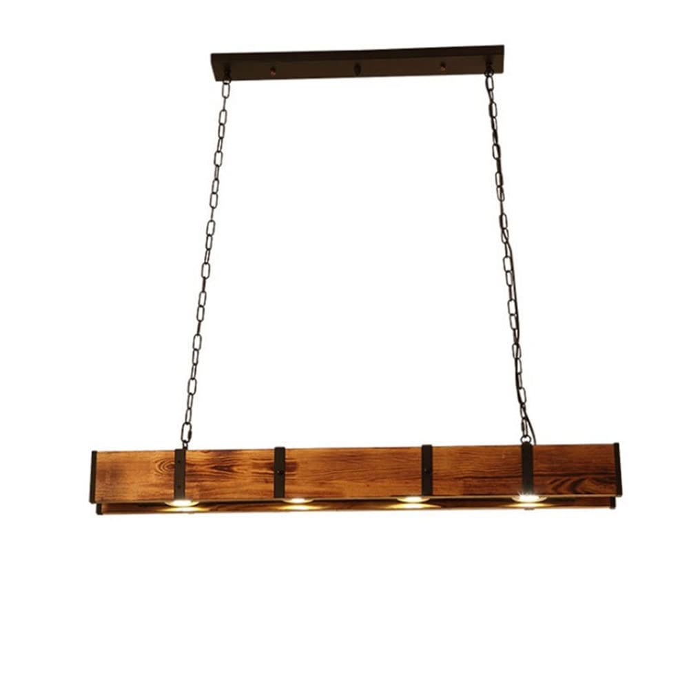 Lampada a Sospensione lineare a LED in Legno da 39", Isola Cucina, 4 luci, Stile Rustico, Fattoria, Vintage, Industriale, lampadario a Sospensione per Sala da Pranzo, Tavolo da bil