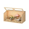 LeFluffy Hamster Cages for Syrian Hamsters, Wooden Large Hamster Cage, Transparent Small Animals Cage with Acrylic Window and Openable Top for Chinchilla (80 x 41 x 40 cm) (Transparent on one side)