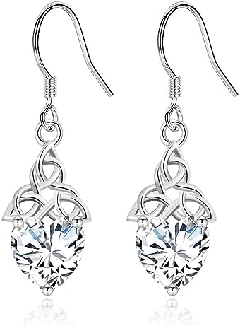 Silver Dangle Earrings for Women, Hypoallergenic Sterling Silver Sparkling Cubic Zirconia Dangle Drop CZ Earring Jewellery Gifts for Girls Birthday Christmas