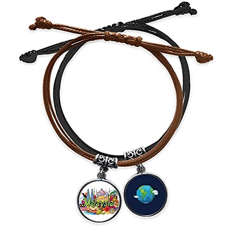 Pulsera de tierra Twinstower Malasia Graffiti, el regalo de cuero y cuerda perfecto para sorprender