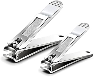 FERYES Nail Clippers, 2 Pcs Nail Cutter Set Sharpest Stainless Steel Fingernail + Toenail Kit Perfect for Men & Women