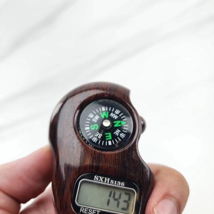 Image of Digital Tally Counter with Compass naam jap Counter Finger Counter for Pooja Meditation Prayer Japa Mala (Dark Brown)
