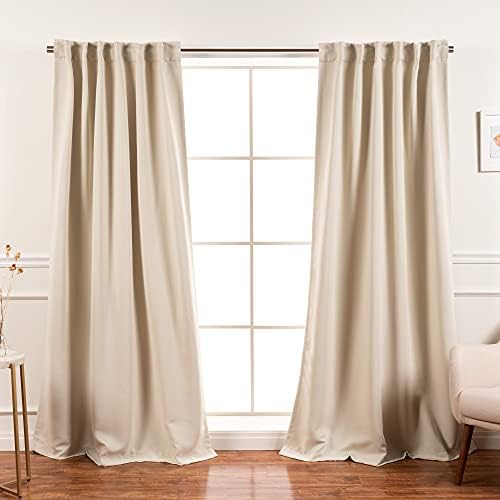 Best Home Fashion Premium Blackout Curtain Panels – Solid Thermal Insulated Window Treatment Blackout Drapes for Bedroom – Back Tab & Rod Pocket – Biscuit – 52″ W x 96″ L – (Set of 2 Panels)