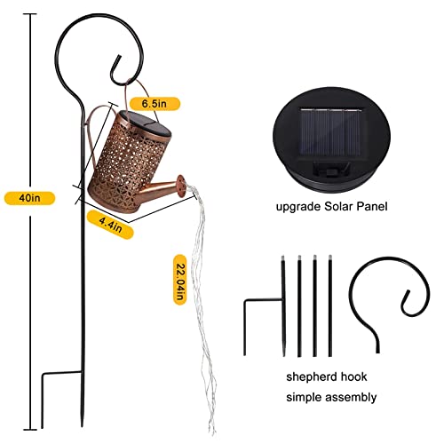 Solar Watering Can With Lights, Bigger Garden Decor, Solar Lantern Outdoor Hanging Waterproof Garden Lights For Outside, Decorative Retro Metal Waterfall Lights Solar Powered For Patio Yard Decoration #TOP4