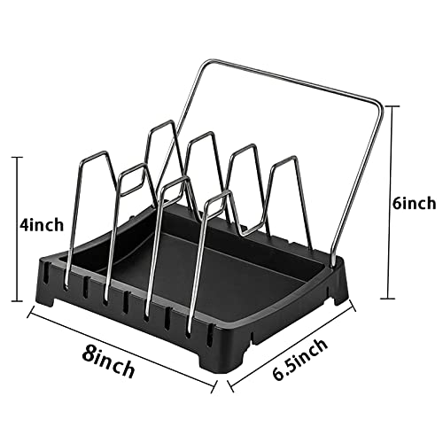 Muuboox Adjustable Rack Pot Lid Holder Rack For Pots, Cake Molds, Cutting Boards, Mats, Cookware,Cutting Boards, Plates ( Black) #TOP3