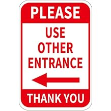 Please Use Other Entrance Sign Aluminum 12x8 Inch Left Arrow Metal Waterproof for Enter Outdoor Business Office 2 Pack