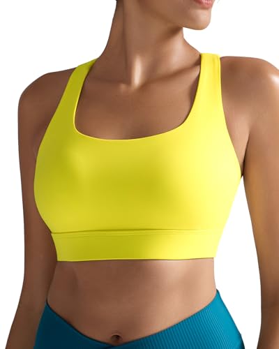 Image of RUNNING GIRL High Impact Sports Bras for Women - Scoop Neck Strappy Sports Bra High Support Moulded Cup Workout Bra