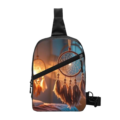 Dream Catcher Print Men's and Women's Foldable Crossbody Bag,Sports Crossbody Bags,and Daily Chest Bags