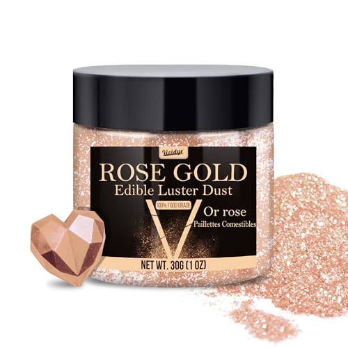 Vividye - Edible Glitter - 30g / 1oz Luster Dust Edible Glimmer Powder for Sparkling Drinks, Foods, Wine, Cake - Food Grade Shimmer Dust Powder for Baking, Beverage, Cookies Decoration (Rose Gold)