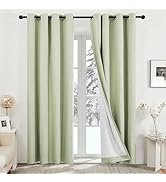 Deconovo 100% Blackout Linen Textured Curtains – Thermal Insulated Energy-Saving Drapes for Bedro...