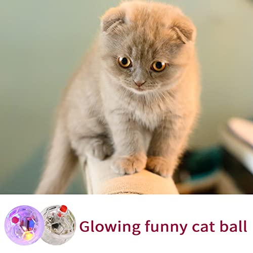 2 Piece Light Up Cat Ball Ghost Hunting Cat Balls, Multi-Color Flash Cat Dog Interactive Toys, Led Motion Activated Glowing Cat Ball, Led Glowing Cat Ball For Kitten Dog Pet Running Exercise Activity #TOP2