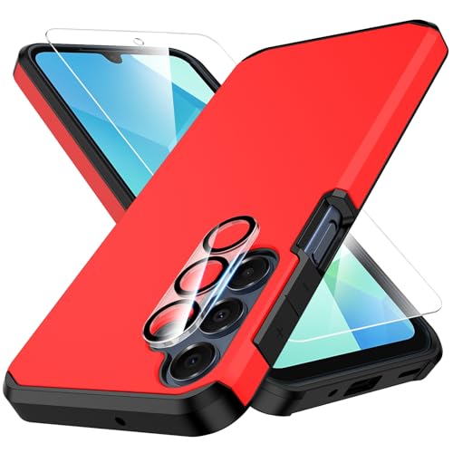 ibvehed 3 in 1 for Samsung Galaxy A16 5G Case with Tempered Glass Screen Protector + Camera Lens Protector,fit for Samsung Galaxy A16 5G,Silicone Durable Armor for Samsung Galaxy Case