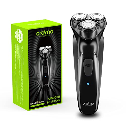 Oraimo Premium Cordless Electric Shaver for men Built in pop-up Trimmer,Super Fast Charge 90 minutes Runtime with Digital Battery Indicator,3 Head 360° Rotary Shaver for Dry Shave
