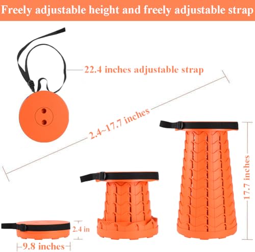 Image of Fishboy Upgraded Collapsible Stool, 400lbs Max Weight, Lightweight But Sturdy, Portable Retractable Folding Telescoping Foldable Camping Stool for Adults Outdoor Fishing Hiking BBQ