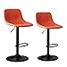 Stołki barowe z zestawem oparcia 2, regulowane krzesło do jadalni 360-stopniowe obrotowe stołki kuchenne stołki kuchenne wysokie krzesło podnoszone krzesło bez ramie(Color:POMARAŃCZOWY)
