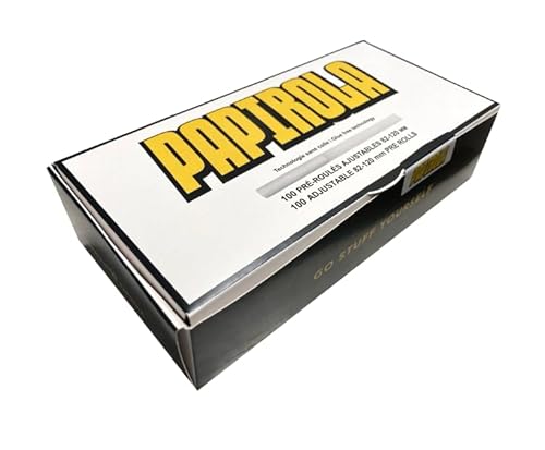 Papirola Pre-Rolled Tubes 100 Count, Adjustable Paper’s Size, Glue Free Joint Technology, Long Filter, Slow Burning