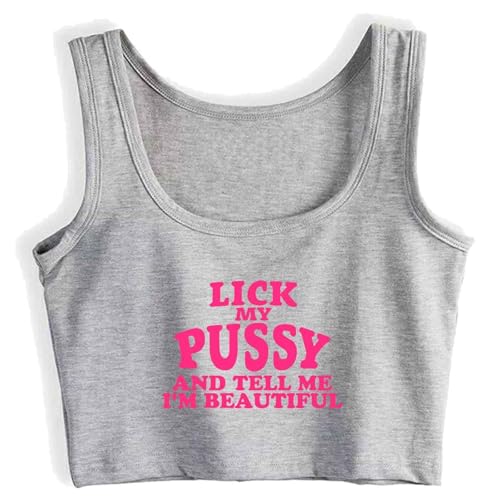 [Xbumupa] Lick My Pussy Sleeveless Vest Woman Crop Top Cotton Tank Top