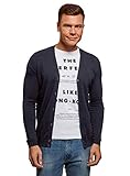 oodji Ultra Hombre Cárdigan de Algodón con Botones, Azul, ES 50 / M