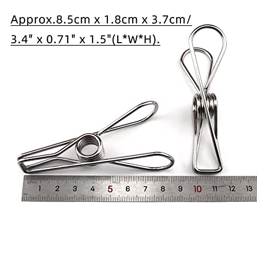 Heehee 20 Pcs Stainless Steel Clothes Pins Grip Sturdy Accommodate Thicker Clothes Easily Squeeze Metal Heavy Duty Multipurpose Strong Wire Clothespins Clips 3.4Inch For Laundry Sock Kitchen Food Bag #TOP1