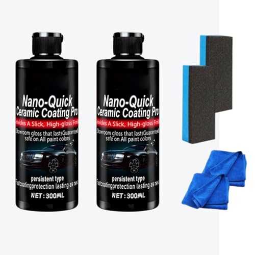 300ML Nano-Quick Ceramic Coating Pro for Automobiles,Nano Quick Coat Restore, Featuring Advanced Ceramic Technology for Dust-Proof Glass Effect and Lasting Luster (2PCS)