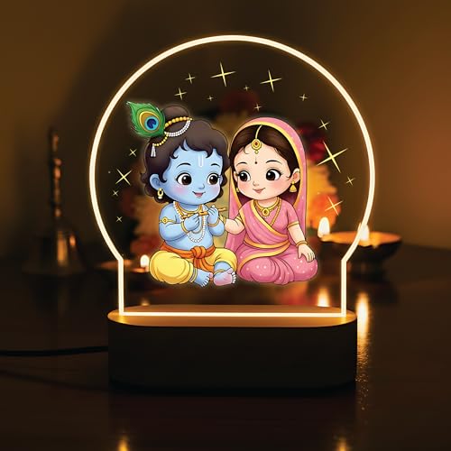 Image of Giftplease Radha Krishna LED night light spiritual home decor gift Janmashtami mandir decoration puja room office desk cute religious anniversary housewarming birthday devotional warm light GL 18