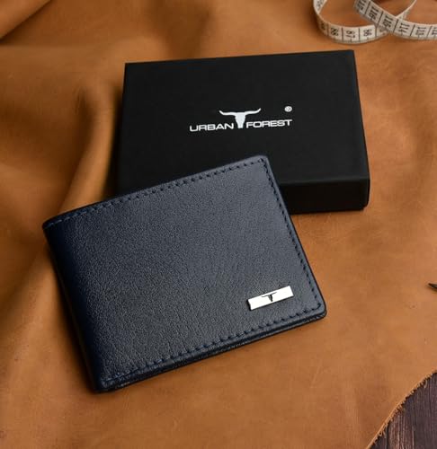 Image of URBAN FOREST Fred Aniline Blue Leather Wallet for Men