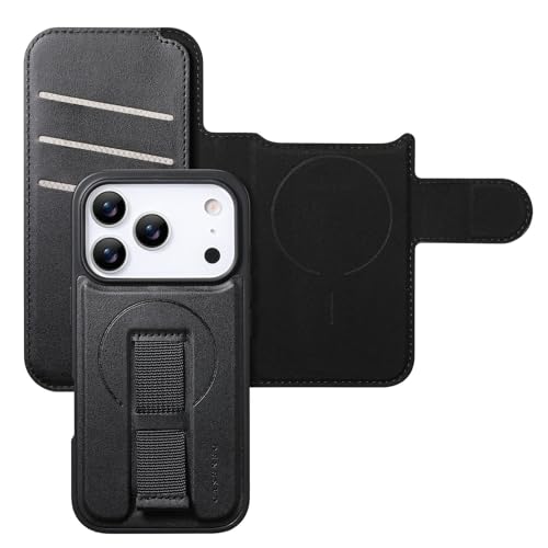 Coque iPhone 17 Pro Max avec porte-cartes noir et support antichoc