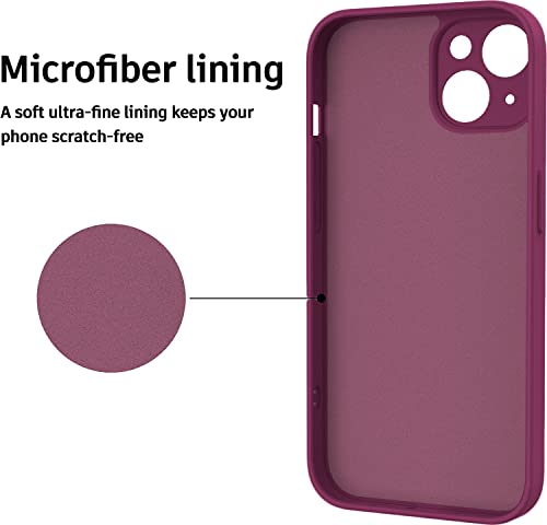 Image of Elzzi Microfiber Square Candy Case Compatible for iPhone 14, Shockproof Slim Back Cover Liquid Silicone Case - Wine RED