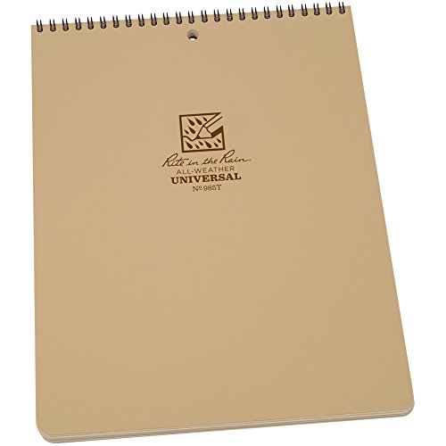 Rite in the Rain Weatherproof Top-Spiral Notebook, 8 1/2" x 11", Tan Cover, Universal Pattern (No. 985T)