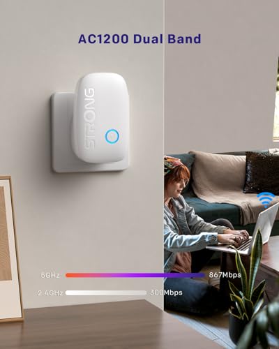 Strong Ripetitore Wifi Dual Band Ac1200Mbps, Ripetitore Wifi Potente Per Casa, Porta Ethernet 100Mbps, Access Point, Lampada Notturna Intelligente, Compatibile Con Router, Installazione Facile - 3