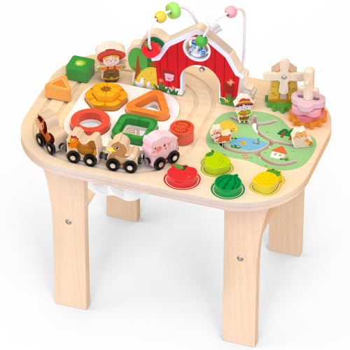 Weilim Table d'Activité Enfant Montessori Bois, Labyrinthe de Perles
