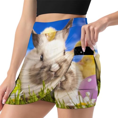 Jupe de tennis avec poche short athlétique respirant pour femme Lapin Poussin