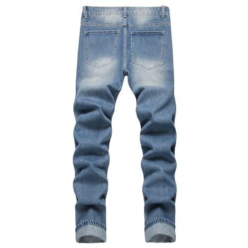 FREDD MARSHALL Ripped Jeans Men,Jeans for Mens,Slim Fit Distressed Straight Leg Fashion Washed Pants2