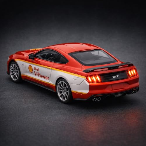 Image of Wizplex CCA Ford Mustang GT 2018 Shell V-Power 1:34 Scale Officially Licensed Die Cast Metal Car - Pull Back with Openable Doors, Light & Sound, Collectible Showpiece for Kids 3+