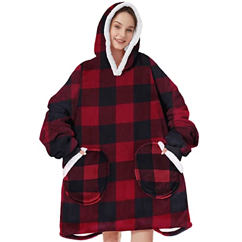 Zando Oversized Wearable Blanlet Hoodie Blankets Winter Blacnket Comfy Original Blanket Sweatshirt For Women Cozy Sherpa Blanket Pocket Blanket Christmas Plaid Adult #TOP12