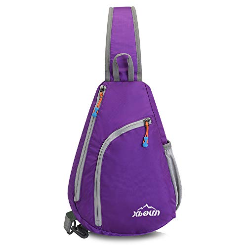 Xboun Sling Backpack Women Waterproof Chest Shoulder Bags Chest Bag Triangle Backpack for Man/Women - Purple