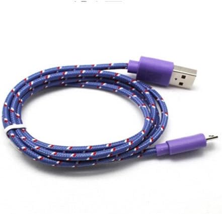 Pengaz 10ft Micro USB Braided Rope Sync Data Charger Cable (Purple)