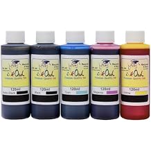 InkOwl Refill Kit Replacement for Canon iPF670, iPF670E, iPF680, iPF685, iPF770, iPF780, iPF785, iPF830, iPF840, iPF850 PFI-007/107/207/307/707 - 5x120ml USA-Made Ink