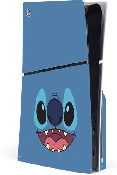 Skinit Decal Gaming Skin Compatible with PS5 Slim Disk Console - Officially Licensed Disney Lilo and Stitch Close Design