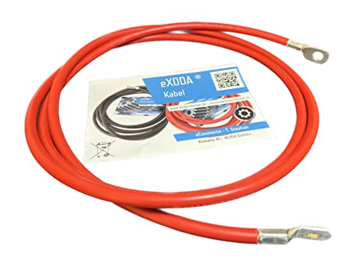 Exoda câble de batterie 25 mm² 200cm M8 M10 rouge flexibilité pour voiture bateau moto résistant à la chaleur en cuivre pur pour performance fiable et applications variées