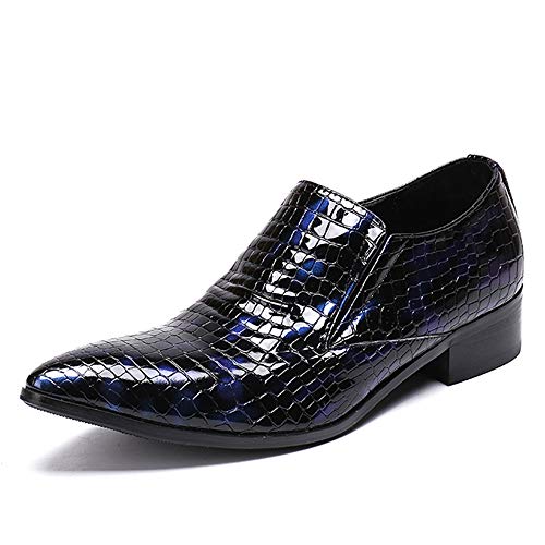 Handmade Mens Mocassins Sapatos Festivos Dedo do Pé Pontudo Faixa Elástica Couro envernizado Textura