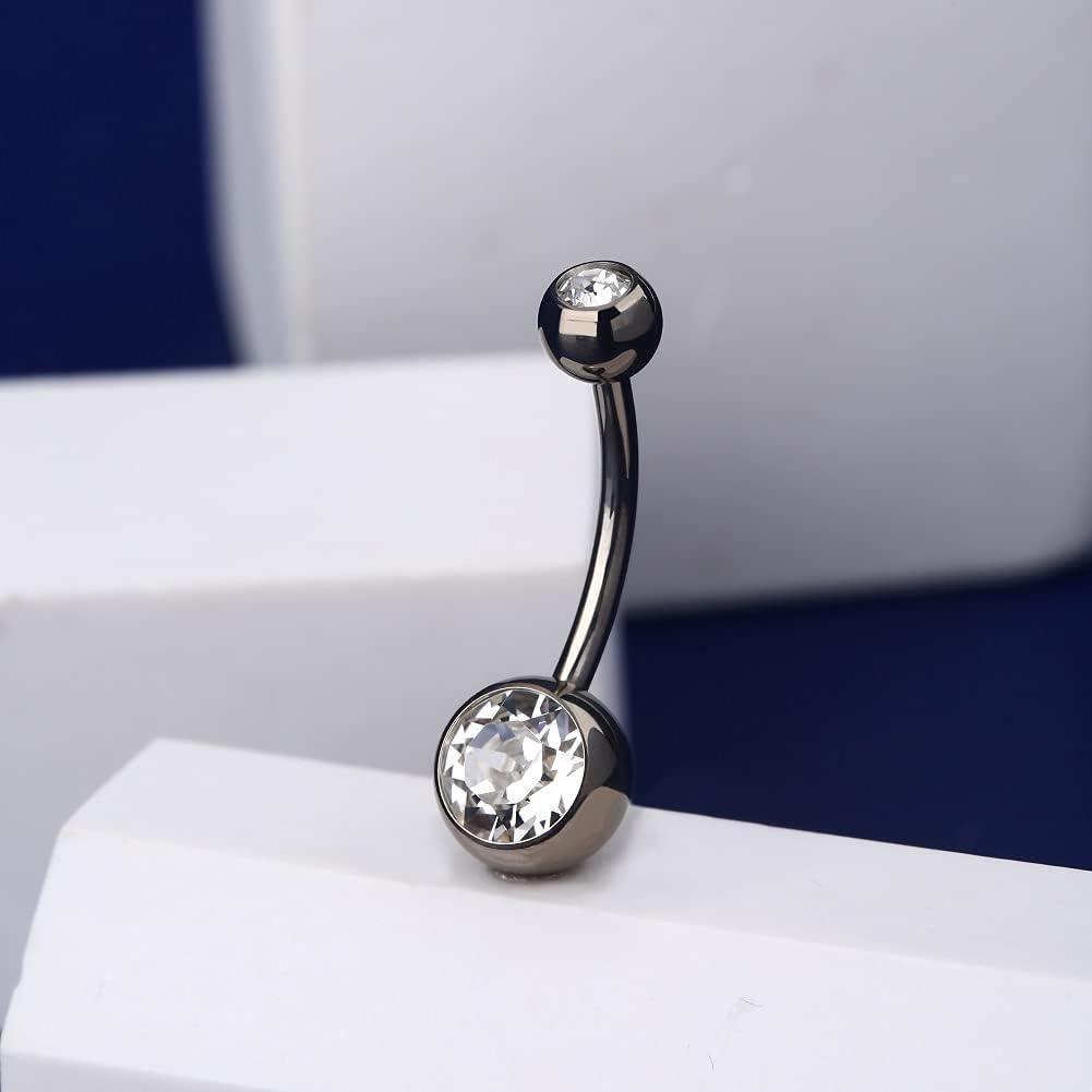 OUFER Belly Button Rings G23 Solid Titanium 14G Clear CZ Belly Rings Navel Piercing Jewelry Navel Rings - Image 2