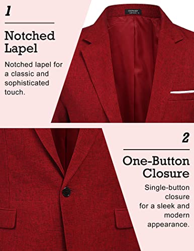COOFANDY Men’s Sportcoat Jacket Slim Fit Lapel Pockets Causal Party Blazer Wine Red3