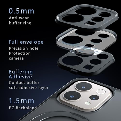 Image of Compatible with Realme 15 5G Case Cover,Compatible with Realme 15 Pro 5G RMX5101 Built-in 360Rotating Magnetic Mount Matte Translucent Phone Protective Case Black