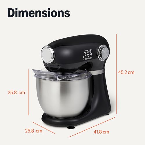 Amazon Basics Stand Mixer, Dough Blender, 5L Bowl with 12 Speed with Pulse, 1000W, Black - Image 5