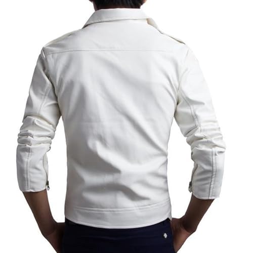 Chaqueta de cuero sintético para hombre estilo motociclista miniatura 4