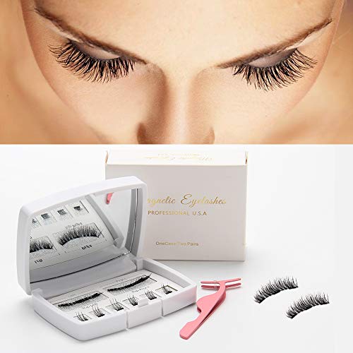 Magnetic Eyelashes, 8 PCS 3D Silk Lashes Handmade Ultra Thin and Reusable False Eyelashes Soft and Comfortable with Free Eyelash Tweezers