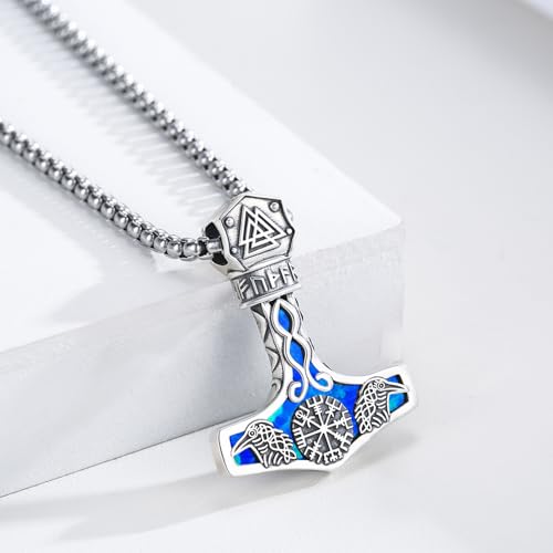 Thor Hammer Necklace 925 Sterling Silver Viking Mjolnir Necklace Oxidize Norse Runes Amulet Jewelry Gifts for Women Men2