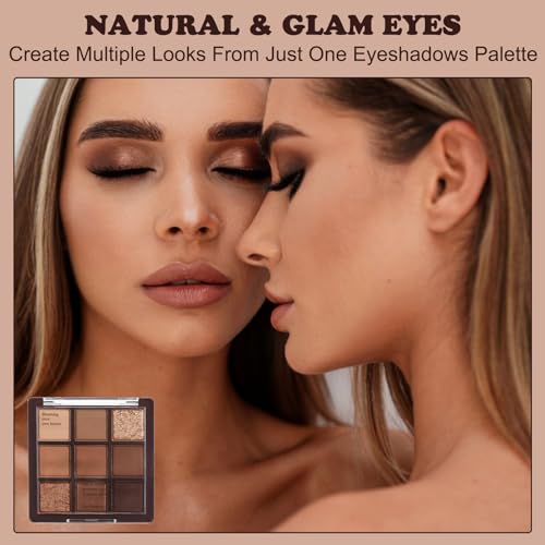 wimony 9 Color Chocolate Eyeshadow Palette, Brown Eyeshadow Palette, Waterproof Long-Lasting Matte and Shimmer Eyeshadow Palette for Women, Soft and No Clumping Eyeshadow Palette - Image 8
